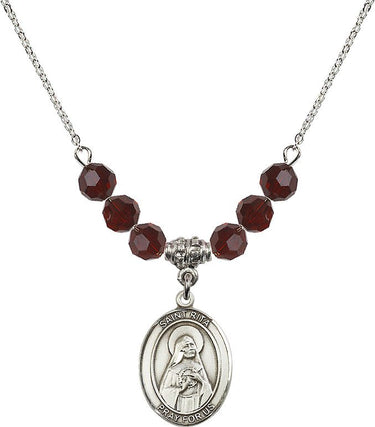 Saint Rita of Cascia Birthstone Necklace | 3/4 inch | 6mm Beads