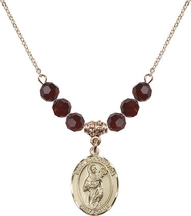 Saint Scholastica Birthstone Necklace | 3/4 inch | 6mm Beads