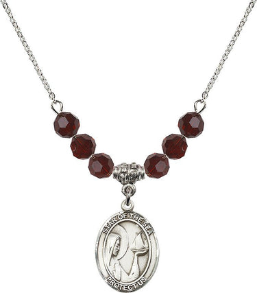 Collar de Nuestra Señora Estrella del Mar con piedra de nacimiento | 1,9 cm | Cuentas de 6 mm