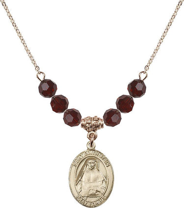Saint Edith Stein Birthstone Necklace | 3/4 inch | 6mm Beads