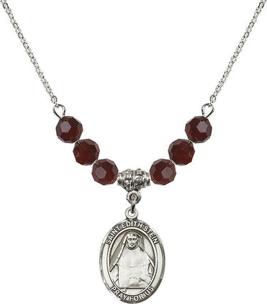 Saint Edith Stein Birthstone Necklace | 3/4 inch | 6mm Beads