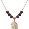 Saint Thomas Aquinas Birthstone Necklace | 3/4 inch | 6mm Beads  Garnet 14kt Gold Filled