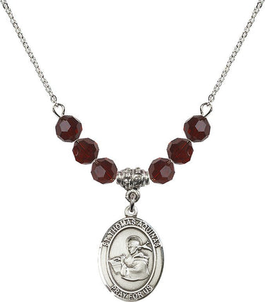 Collar de Santo Tomás de Aquino con piedra natal | 1,9 cm | Cuentas de 6 mm