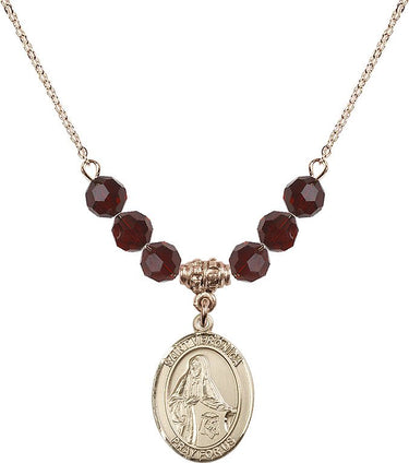 Collar de la piedra de nacimiento de Santa Verónica | 1,9 cm | Cuentas de 6 mm