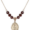 Saint Juan Diego Birthstone Necklace | 3/4 inch | 6mm Beads  Garnet 14kt Gold Filled
