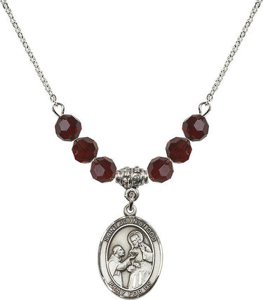Collar con la piedra natal de San Juan de Dios | 1,9 cm | Cuentas de 6 mm