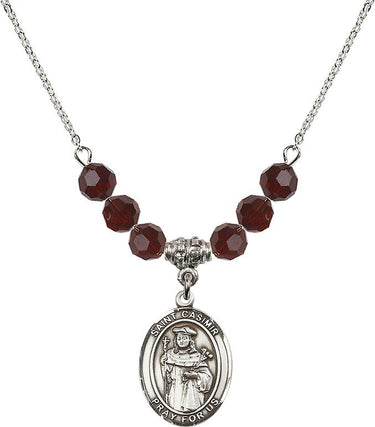Collar de San Casimiro de Polonia con piedra natal | 1,9 cm | Cuentas de 6 mm