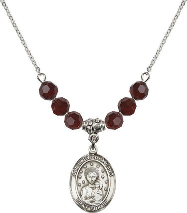 Collar con piedra natal de Nuestra Señora de La Vang | 1,9 cm | Cuentas de 6 mm