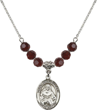 Collar con la piedra natal de Santa Julia Billiart | 1.9 cm | Cuentas de 6 mm