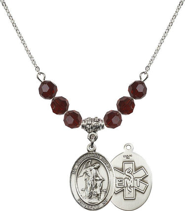 Guardian Angel EMT Birthstone Necklace | 3/4 inch | 6mm Beads