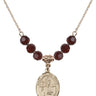 Saint Leo the Great Birthstone Necklace | 3/4 inch | 6mm Beads  Garnet 14kt Gold Filled
