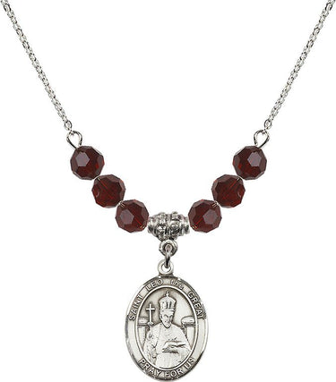 Collar con la piedra natal de San León Magno | 1,9 cm | Cuentas de 6 mm