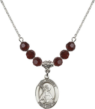 Collar con piedra natal de Santa Brígida de Suecia | 1,9 cm | Cuentas de 6 mm