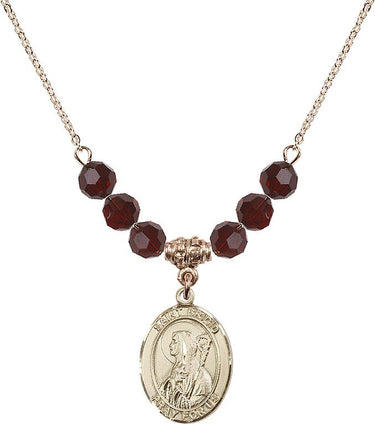 Collar con piedra natal de Santa Brígida de Irlanda | 1,9 cm | Cuentas de 6 mm