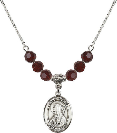 Collar con piedra natal de Santa Brígida de Irlanda | 1,9 cm | Cuentas de 6 mm
