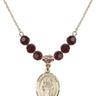 Saint Stanislaus Krakow Birthstone Necklace | 3/4 inch | 6mm Beads  Garnet 14kt Gold Filled