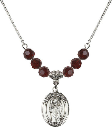Collar de San Estanislao de Cracovia con piedra natal | 1,9 cm | Cuentas de 6 mm