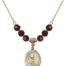 Saint Pio of Pietrelcina Birthstone Necklace | 3/4 inch | 6mm Beads  Garnet 14kt Gold Filled