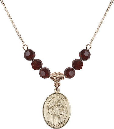 Collar con piedra natal de Santa Úrsula | 1,9 cm | Cuentas de 6 mm