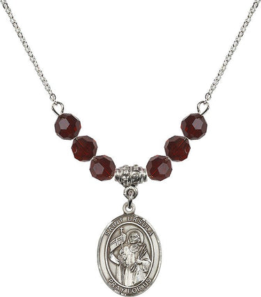 Collar con piedra natal de Santa Úrsula | 1,9 cm | Cuentas de 6 mm