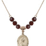 Saint Marcellin Champagnat Birthstone Necklace | 3/4 inch | 6mm Beads  Garnet 14kt Gold Filled