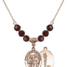 Saints Cosmas & Damian / Doctors Birthstone Necklace | 3/4 inch  Garnet 14kt Gold Filled