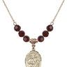 Saints Cosmas & Damian Birthstone Necklace | 3/4 inch | 6mm Beads  Garnet 14kt Gold Filled