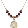 Saint Vincent de Paul Birthstone Necklace | 3/4 inch | 6mm Beads  Garnet 14kt Gold Filled