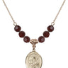 Saint Jerome Birthstone Necklace | 3/4 inch | 6mm Beads  Garnet 14kt Gold Filled