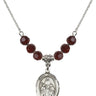 Saint Sophia Birthstone Necklace | 3/4 inch | 6mm Beads  Garnet Sterling Silver