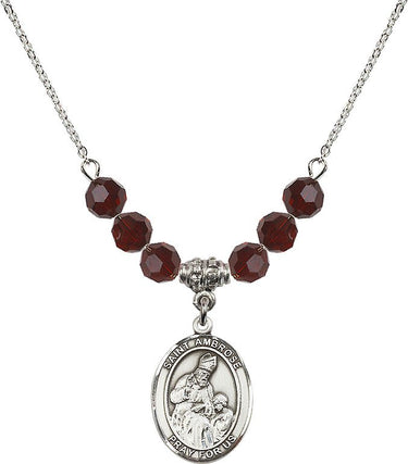 Collar con Piedra de Nacimiento de San Ambrosio | 1,9 cm | Cuentas de 6 mm