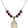 Saint Christopher Birthstone Necklace | 3/4 inch | 6mm Beads  Garnet 14kt Gold Filled