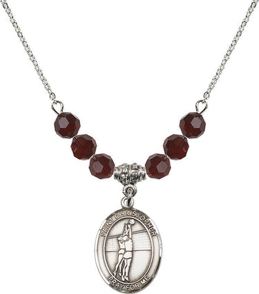 Collar de Voleibol San Cristóbal con Piedra de Nacimiento | 1,9 cm | Cuentas de 6 mm