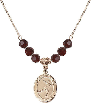 Collar de patinaje artístico con figura de San Cristóbal | 3/4 pulgada | Cuentas de 6 mm