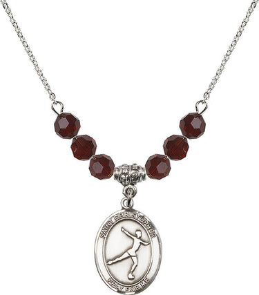Collar de patinaje artístico con figura de San Cristóbal | 3/4 pulgada | Cuentas de 6 mm