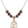 Saint Christopher Birthstone Necklace | 3/4 inch | 6mm Beads  Garnet 14kt Gold Filled