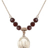 Saint Christopher Birthstone Necklace | 3/4 inch | 6mm Beads  Garnet 14kt Gold Filled