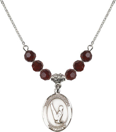 Collar de gimnasia con piedra de nacimiento de San Cristóbal | 1,9 cm | Cuentas de 6 mm