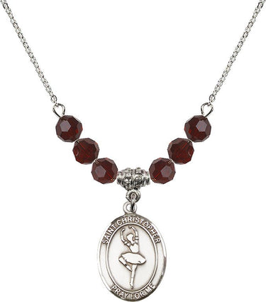 Collar de San Cristóbal de Danza con Piedra de Nacimiento | 1,9 cm | Cuentas de 6 mm