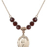 Saint Christopher Cross Birthstone Necklace | 3/4 inch | 6mm Beads  Garnet 14kt Gold Filled