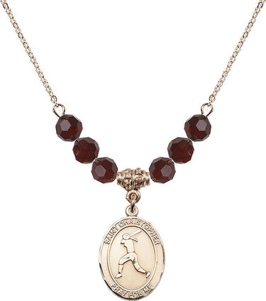 Collar de softbol con piedra natal de San Cristóbal | 3/4 pulgada | Cuentas de 6 mm | N30-8145