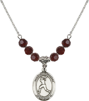 Collar de softbol con piedra natal de San Cristóbal | 3/4 pulgada | Cuentas de 6 mm | N30-8145