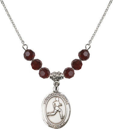 Collar de St. Christopher de Atletismo con Piedra de Nacimiento | 1,9 cm