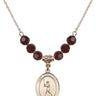 Saint Christopher Birthstone Necklace | 3/4 inch | 6mm Beads  Garnet 14kt Gold Filled