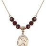 Saint Christopher Birthstone Necklace | 3/4 inch | 6mm Beads  Garnet 14kt Gold Filled