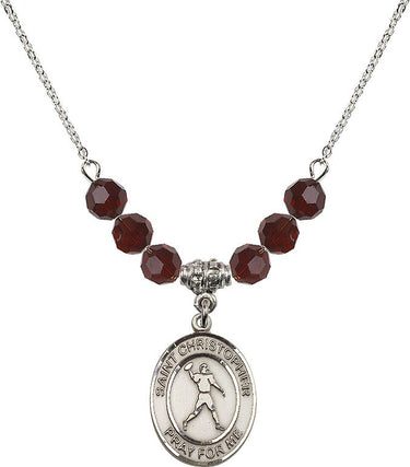 Saint Christopher Christopher/Football Birthstone Necklace | 3/4 inch