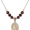 Saint Christopher Birthstone Necklace | 3/4 inch | 6mm Beads  Garnet 14kt Gold Filled