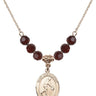 Saint Christopher Birthstone Necklace | 3/4 inch | 6mm Beads  Garnet 14kt Gold Filled