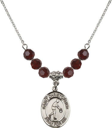 Collar Baloncesto San Cristóbal con Piedra de Nacimiento | 1,9 cm | Cuentas de 6 mm | N30-8153