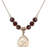 Saint Christopher Birthstone Necklace | 3/4 inch | 6mm Beads  Garnet 14kt Gold Filled